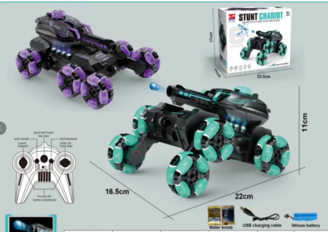 Ultimate Six-Wheeled Remote Control Tank Car - Gesture Sensor with Water Bomb Launching Fun for Kids!
