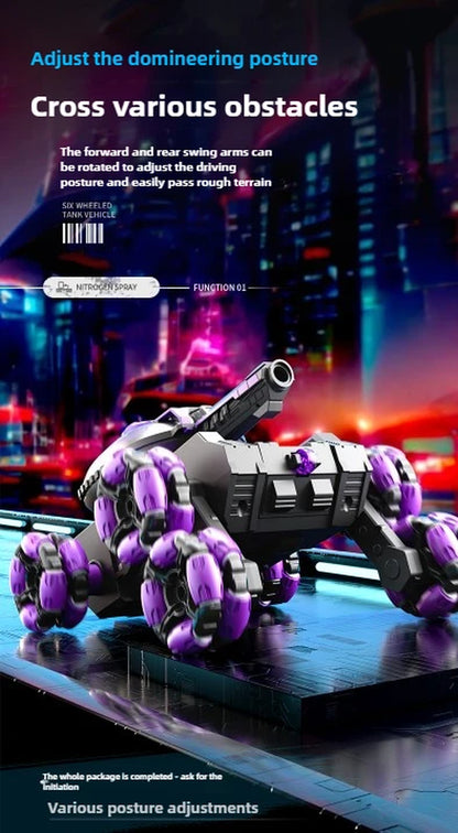 Ultimate Six-Wheeled Remote Control Tank Car - Gesture Sensor with Water Bomb Launching Fun for Kids!